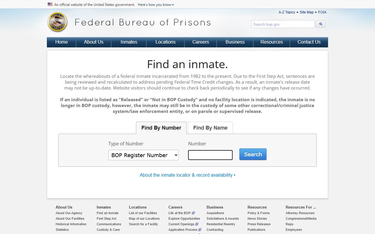 Federal Correctional Institution Aliceville inmate lookup through the BOP inmate locator